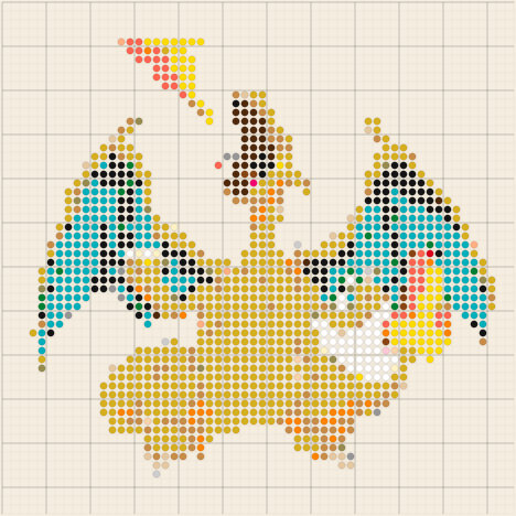 Patron fuse beads / Hama / Perler Dracofeu (Pokémon), 58×58 picots, 2×2 plaques